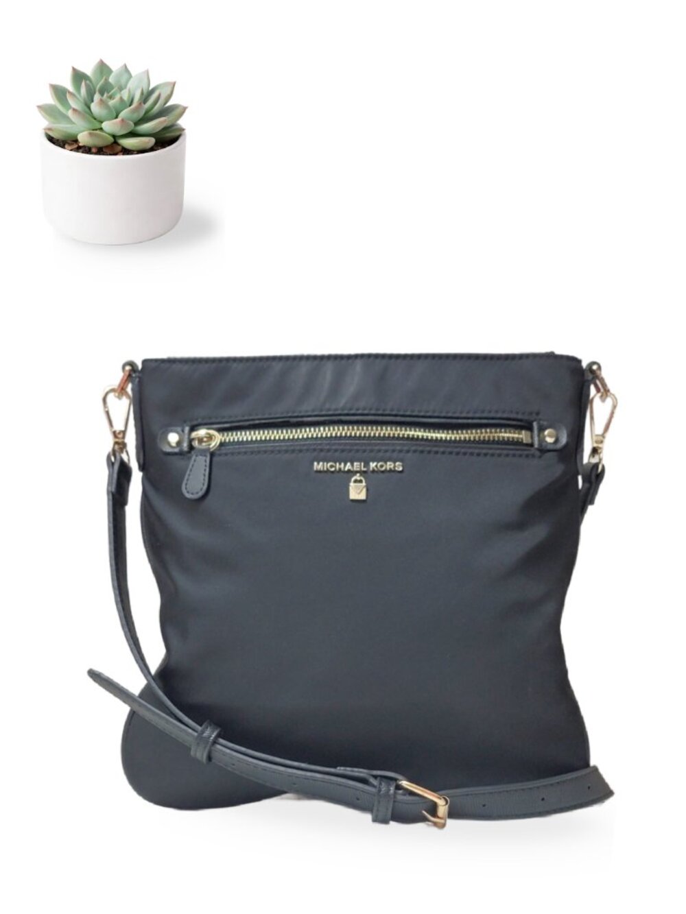 Michael Kors Kelsey Large Nylon Crossbody Bag Black Michael Kors Handbags